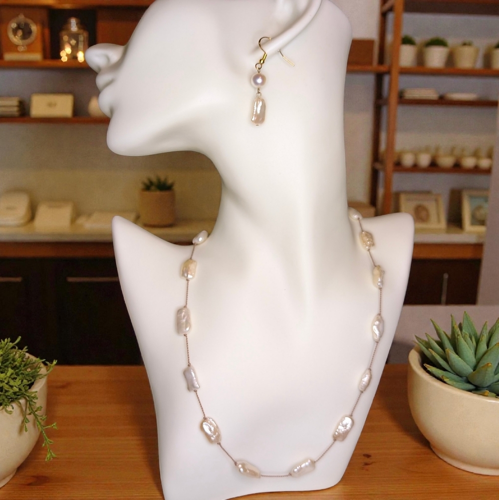 💥SALE💥 Vintage Freshwater & Mother of Pearl Gold Plated Artisan Bridal Set